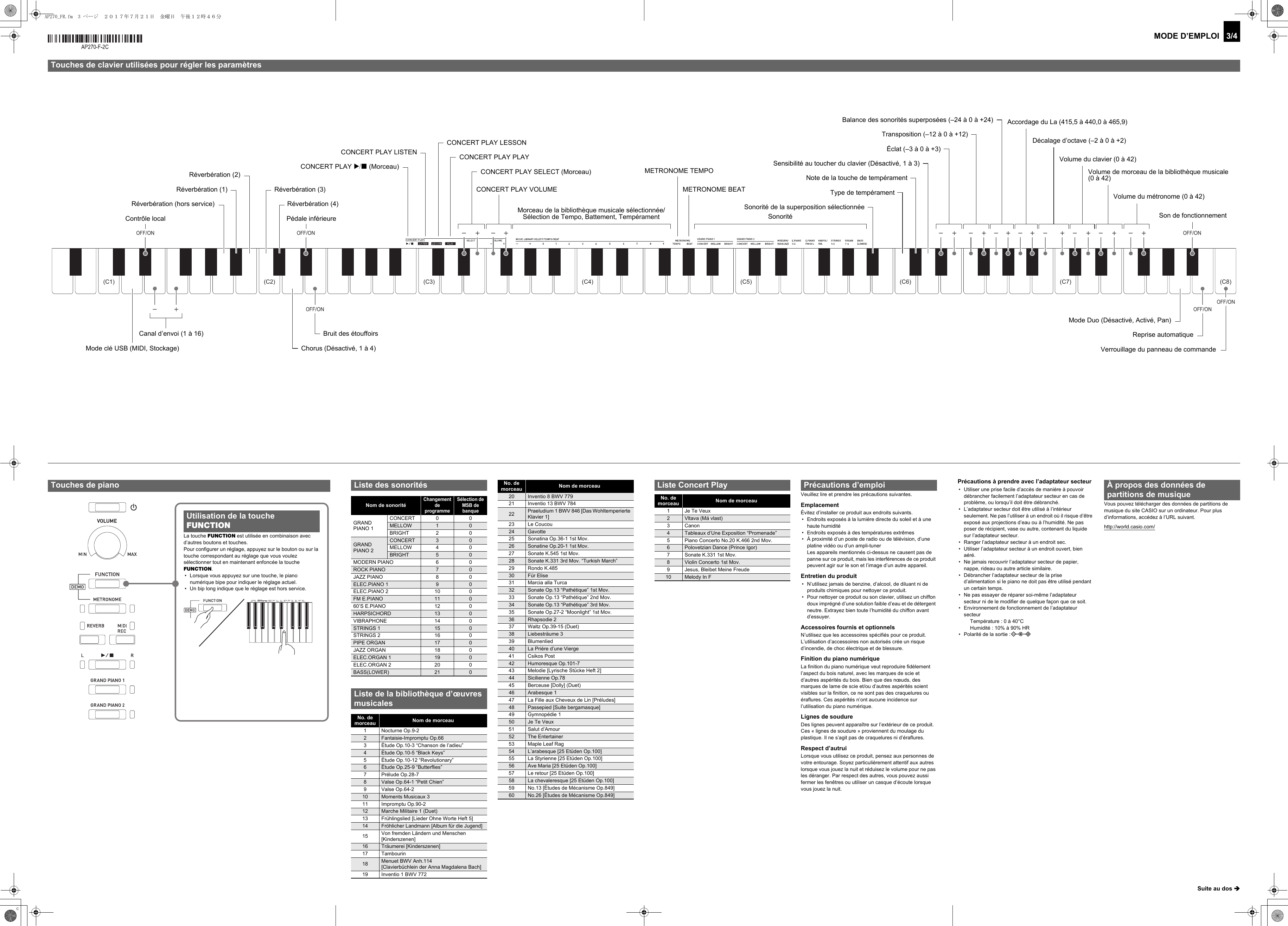 Page 3 of 4 - Casio AP270_FR Web_AP270-F-1C_2C Web AP270-F-1C 2C FR