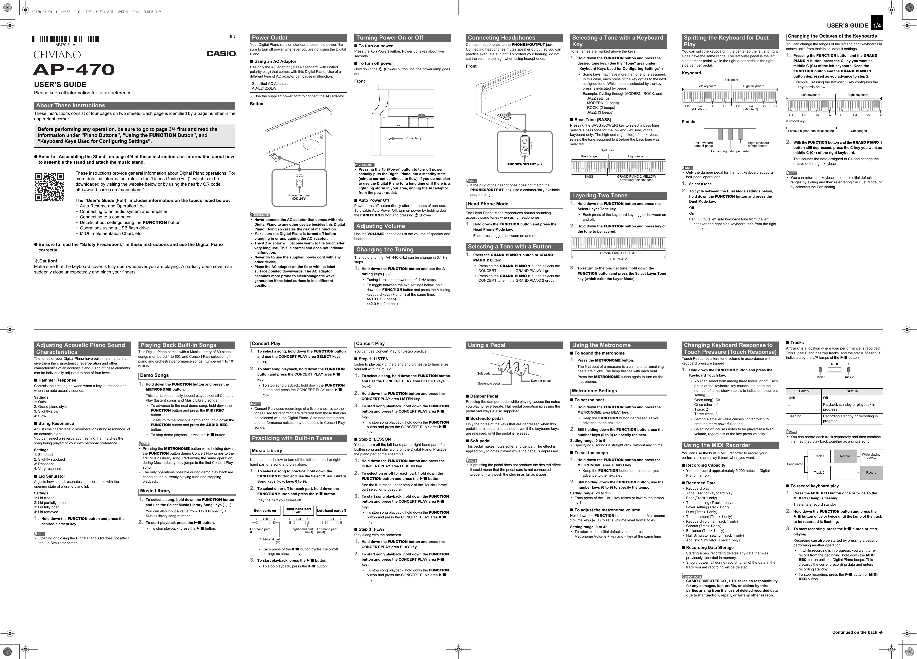 Casio ap 2024 470 manual