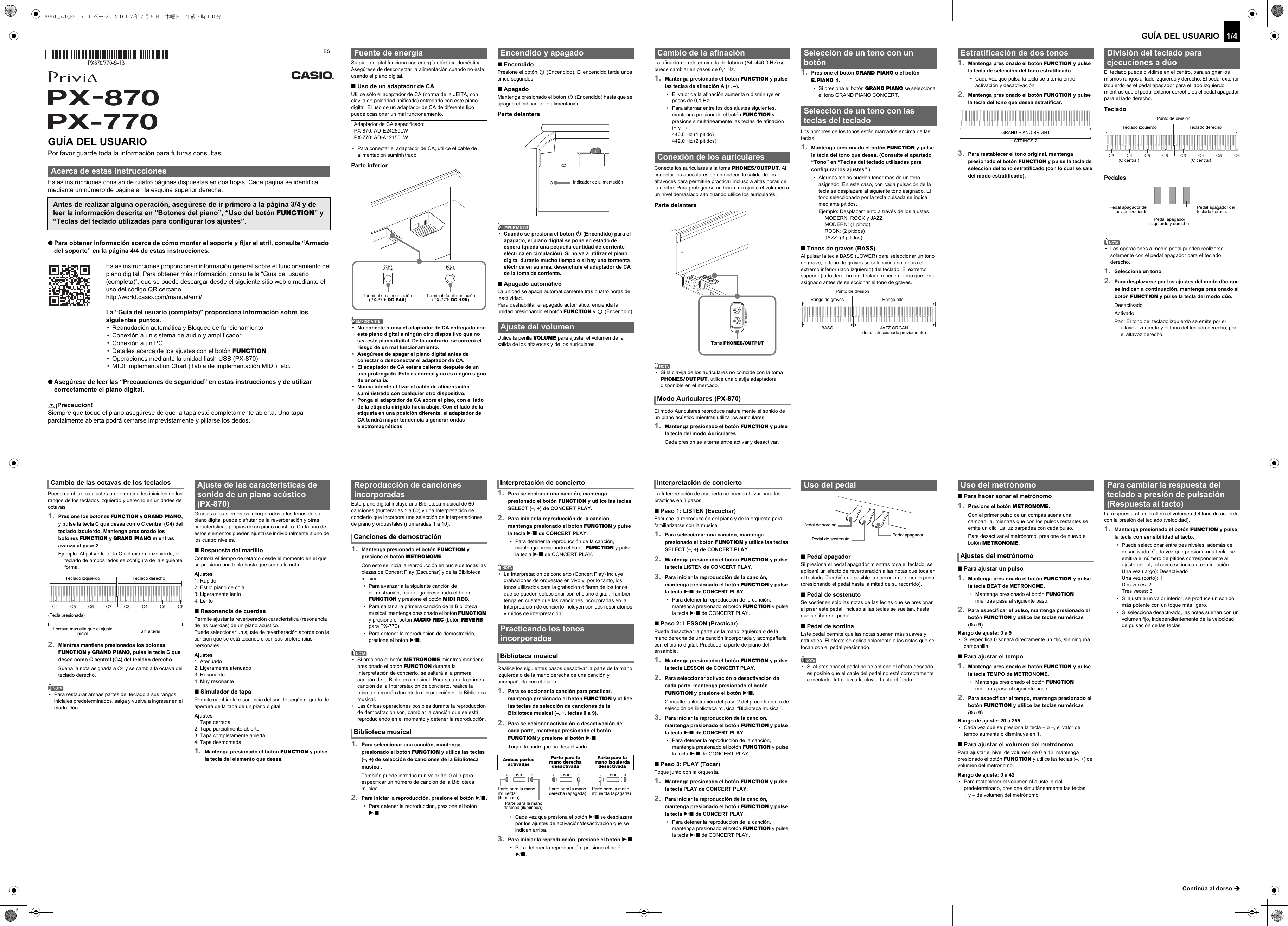 Page 1 of 4 - Casio PX870/770_ES Web_PX870_770-S-1B_2B Web PX870 770-S-1B 2B ES