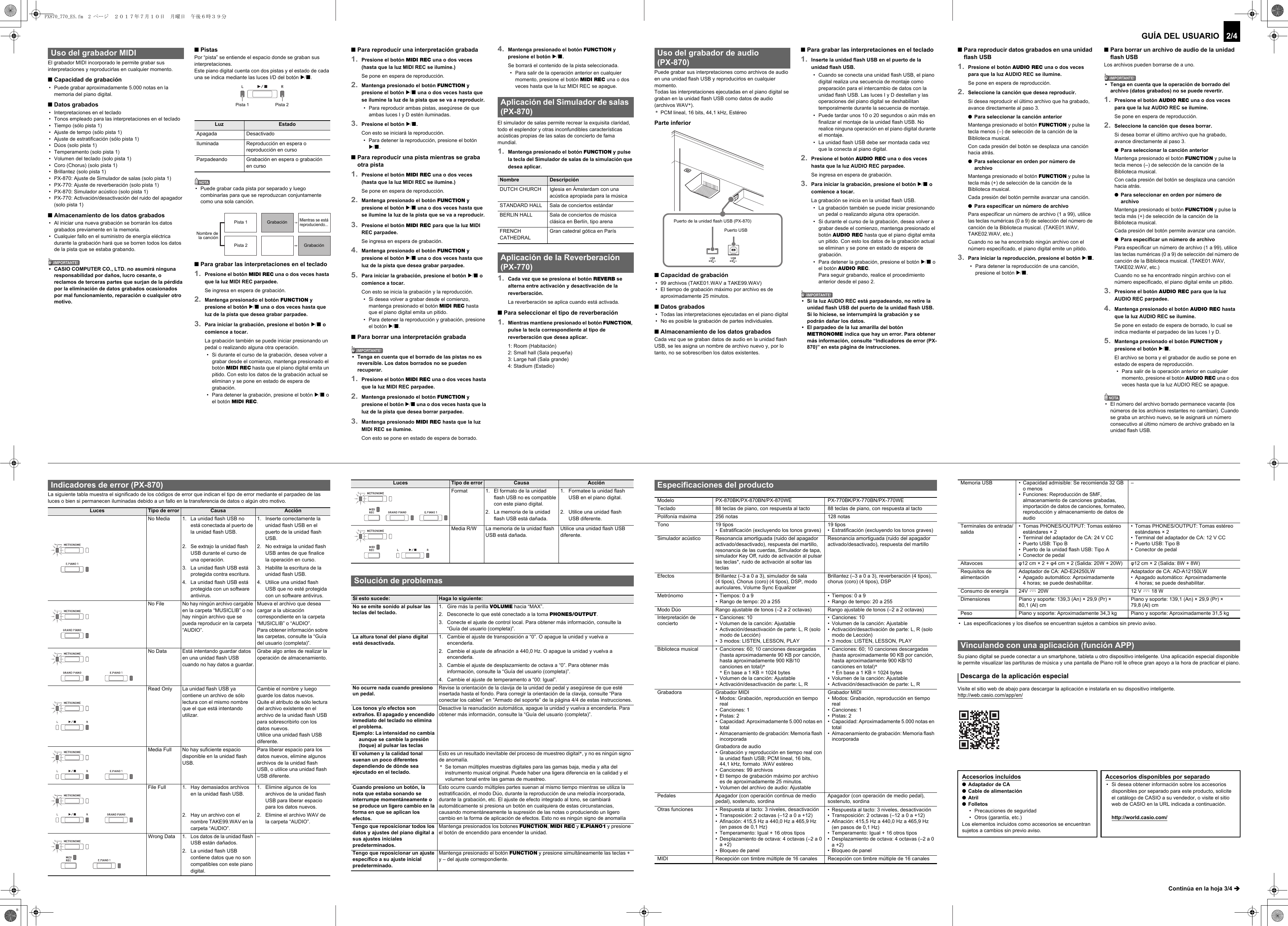 Page 2 of 4 - Casio PX870/770_ES Web_PX870_770-S-1B_2B Web PX870 770-S-1B 2B ES