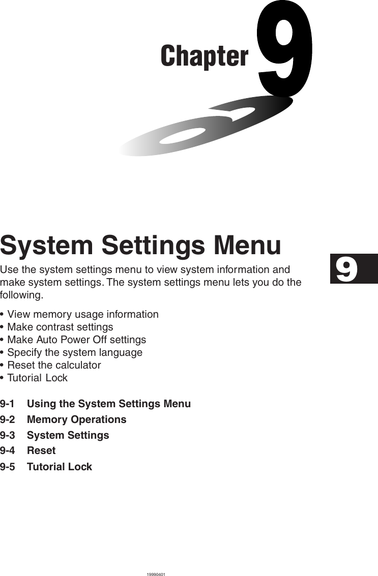 Page 1 of 8 - Casio ZX-945 Ch09E Chapter 9 System Settings Menu Algebra Chapter09 EN