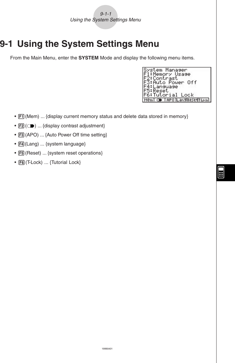 Page 2 of 8 - Casio ZX-945 Ch09E Chapter 9 System Settings Menu Algebra Chapter09 EN