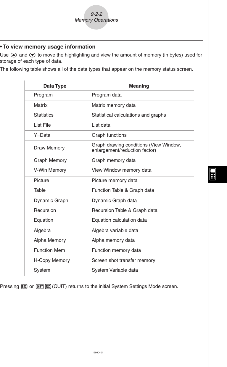 Page 4 of 8 - Casio ZX-945 Ch09E Chapter 9 System Settings Menu Algebra Chapter09 EN