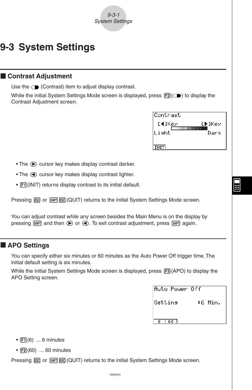 Page 5 of 8 - Casio ZX-945 Ch09E Chapter 9 System Settings Menu Algebra Chapter09 EN