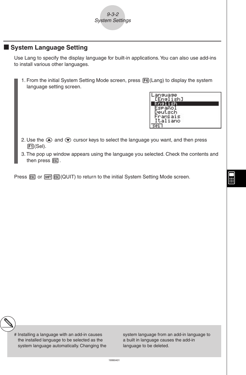 Page 6 of 8 - Casio ZX-945 Ch09E Chapter 9 System Settings Menu Algebra Chapter09 EN