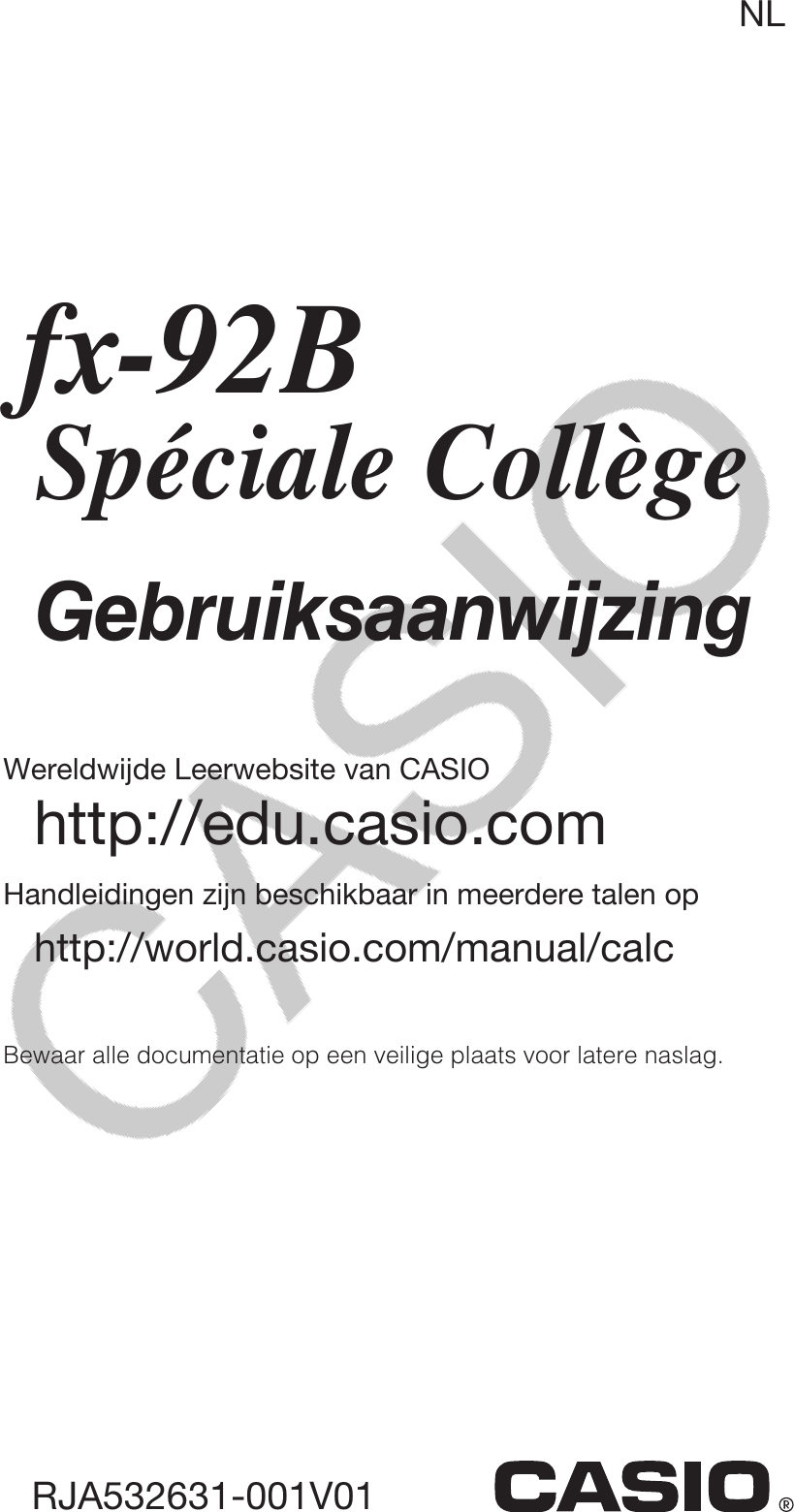 Casio Fx 92BSpecialeCollege 92B Speciale_College Speciale College NL