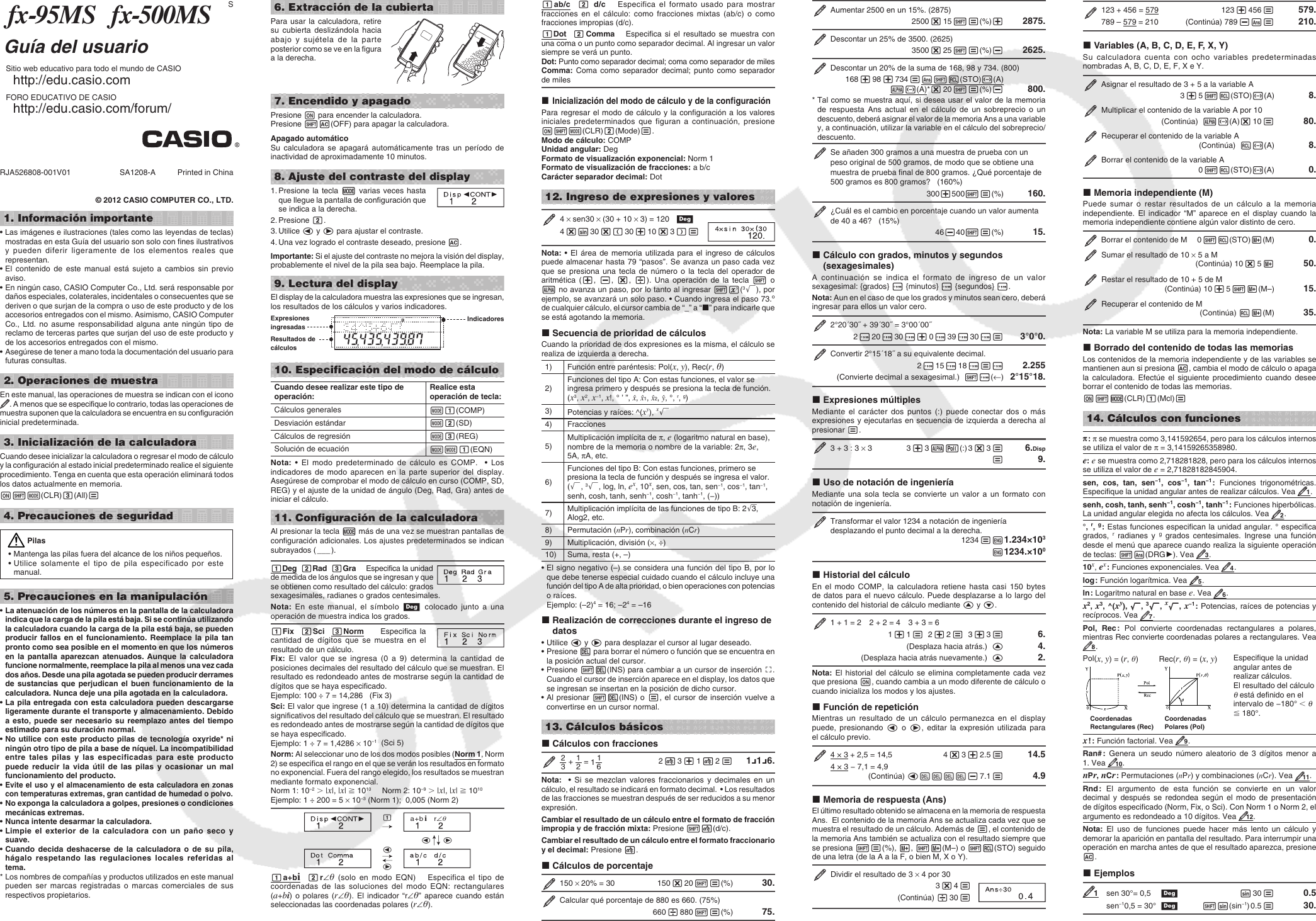Page 1 of 2 - Casio Fx-95MS_fx-500MS Fx-95MS_500MS Fx-95MS 500MS ES