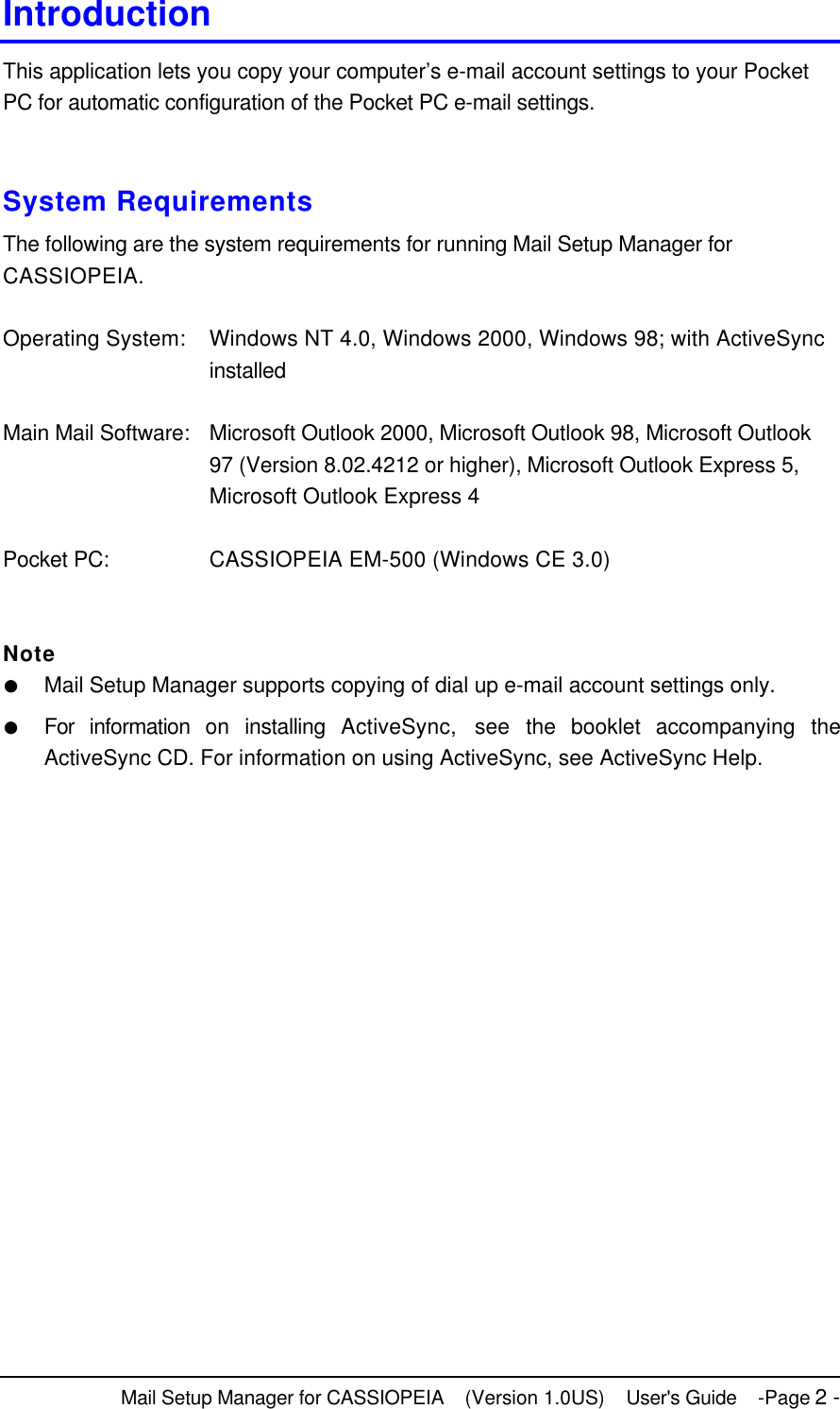 Page 2 of 6 - Casio  Mail Setup Tool Mailtool EN