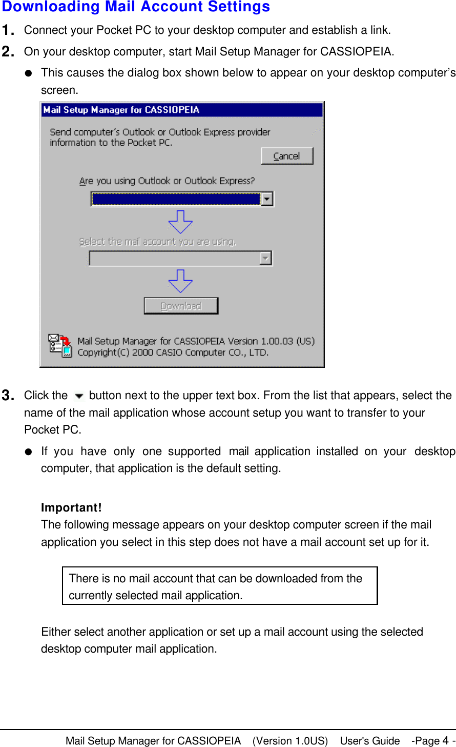 Page 4 of 6 - Casio  Mail Setup Tool Mailtool EN
