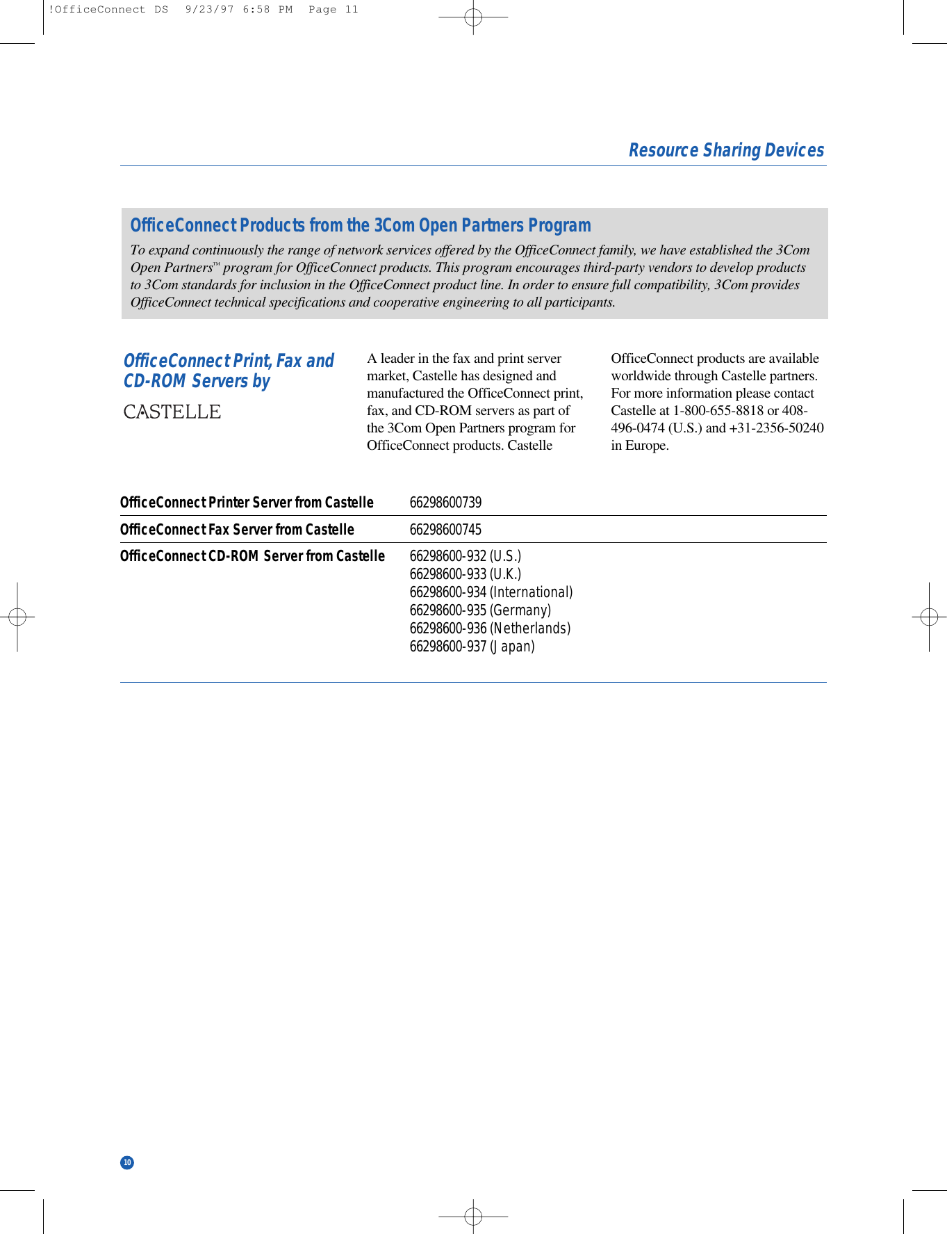 Page 10 of 12 - Castelle Castelle-Office-Connect-Users-Manual- OfficeConnect Hubs And Switches  Castelle-office-connect-users-manual