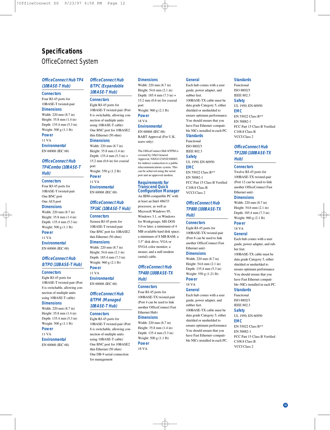 Page 11 of 12 - Castelle Castelle-Office-Connect-Users-Manual- OfficeConnect Hubs And Switches  Castelle-office-connect-users-manual