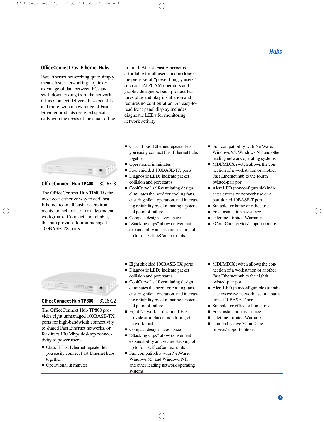 Page 7 of 12 - Castelle Castelle-Office-Connect-Users-Manual- OfficeConnect Hubs And Switches  Castelle-office-connect-users-manual