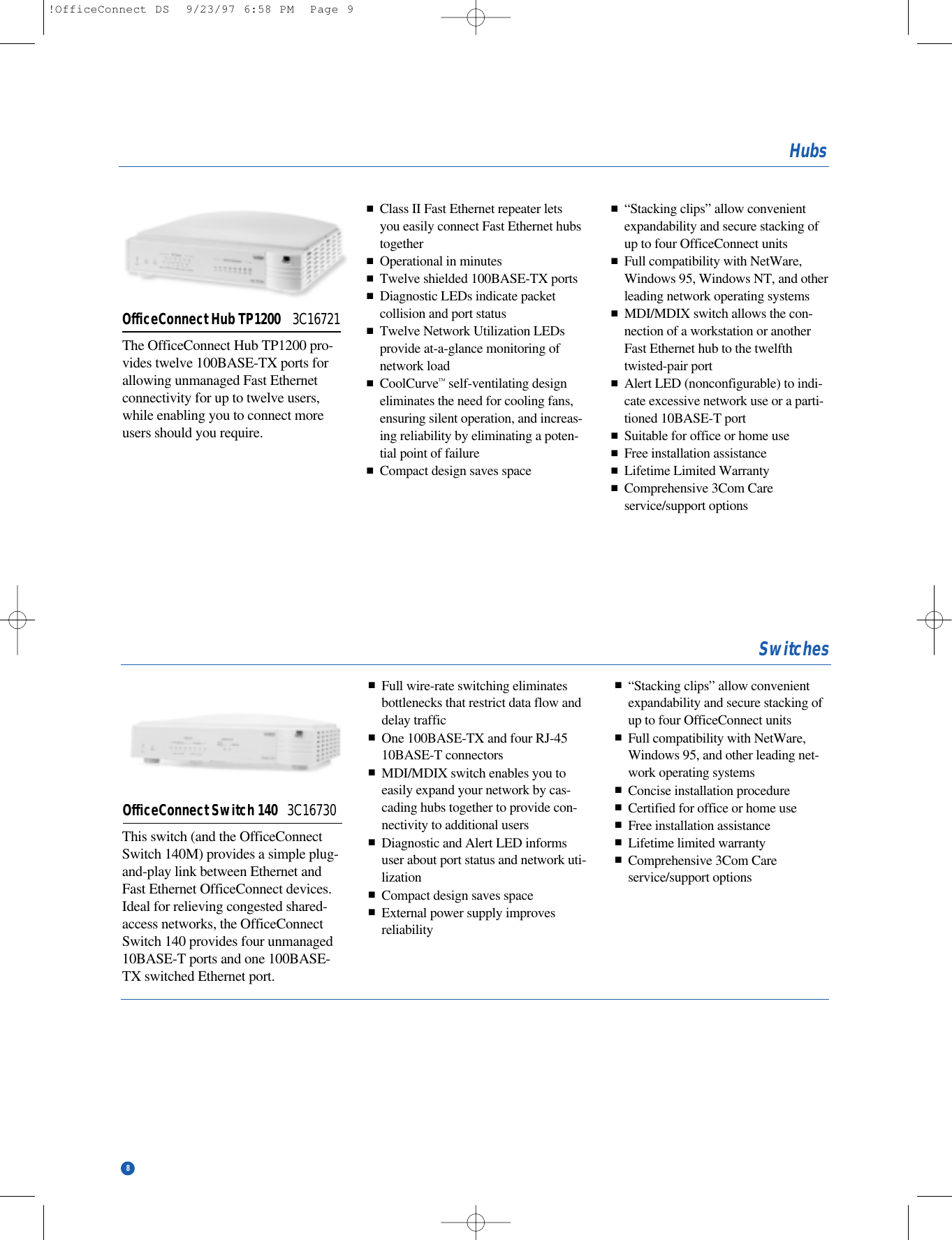 Page 8 of 12 - Castelle Castelle-Office-Connect-Users-Manual- OfficeConnect Hubs And Switches  Castelle-office-connect-users-manual