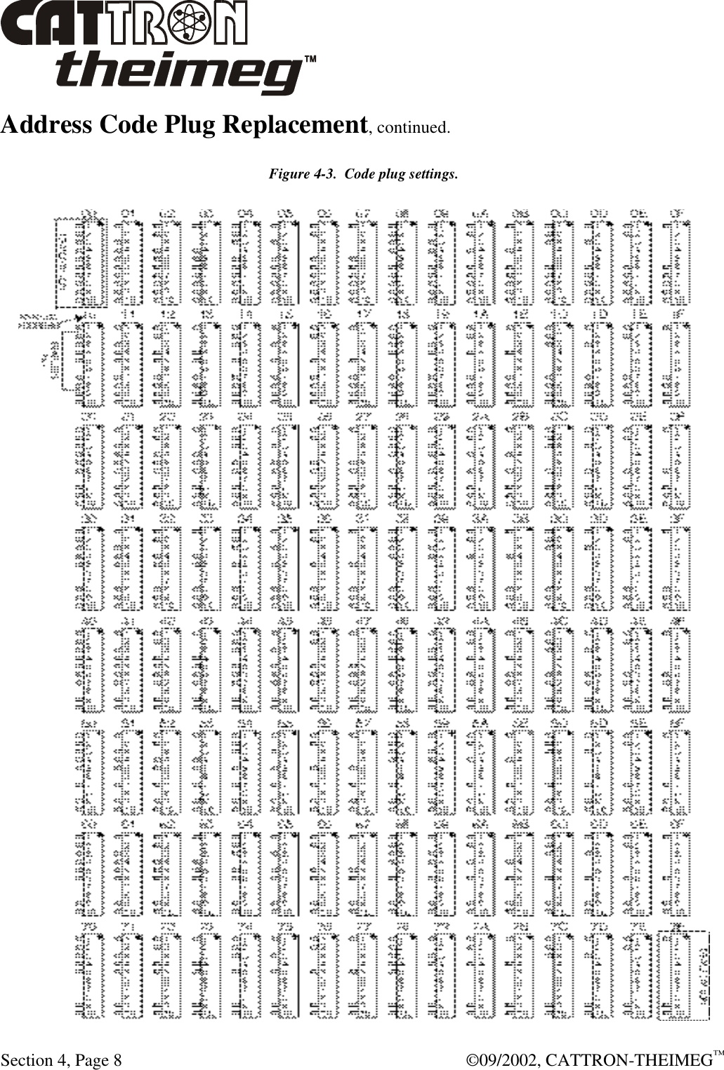  Section 4, Page 8  ©09/2002, CATTRON-THEIMEG™ Address Code Plug Replacement, continued. Figure 4-3.  Code plug settings.  