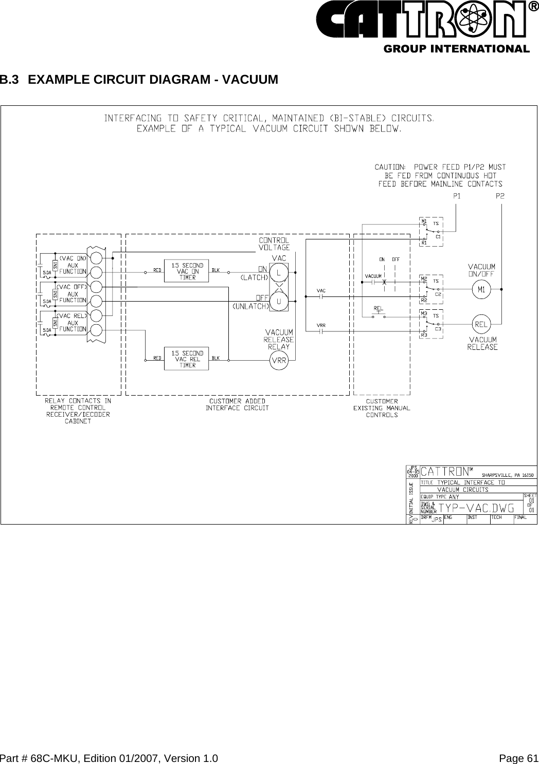  Part # 68C-MKU, Edition 01/2007, Version 1.0  Page 61   B.3  EXAMPLE CIRCUIT DIAGRAM - VACUUM         