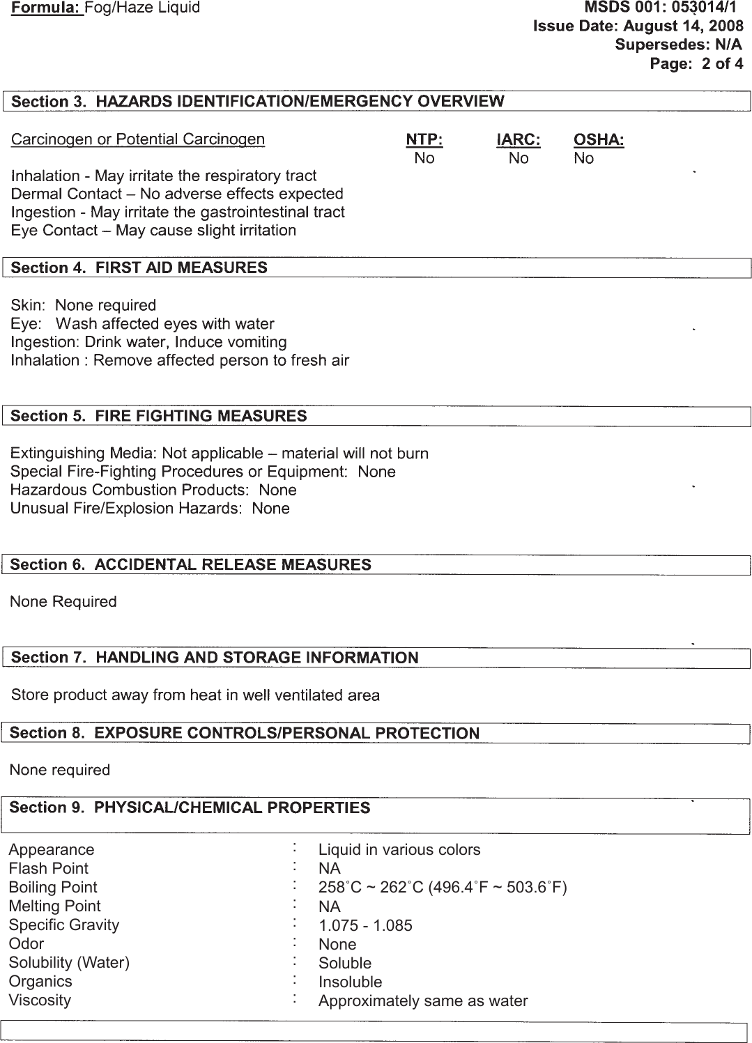 Antari Flm 05 Fog Fluid Msds User Manual