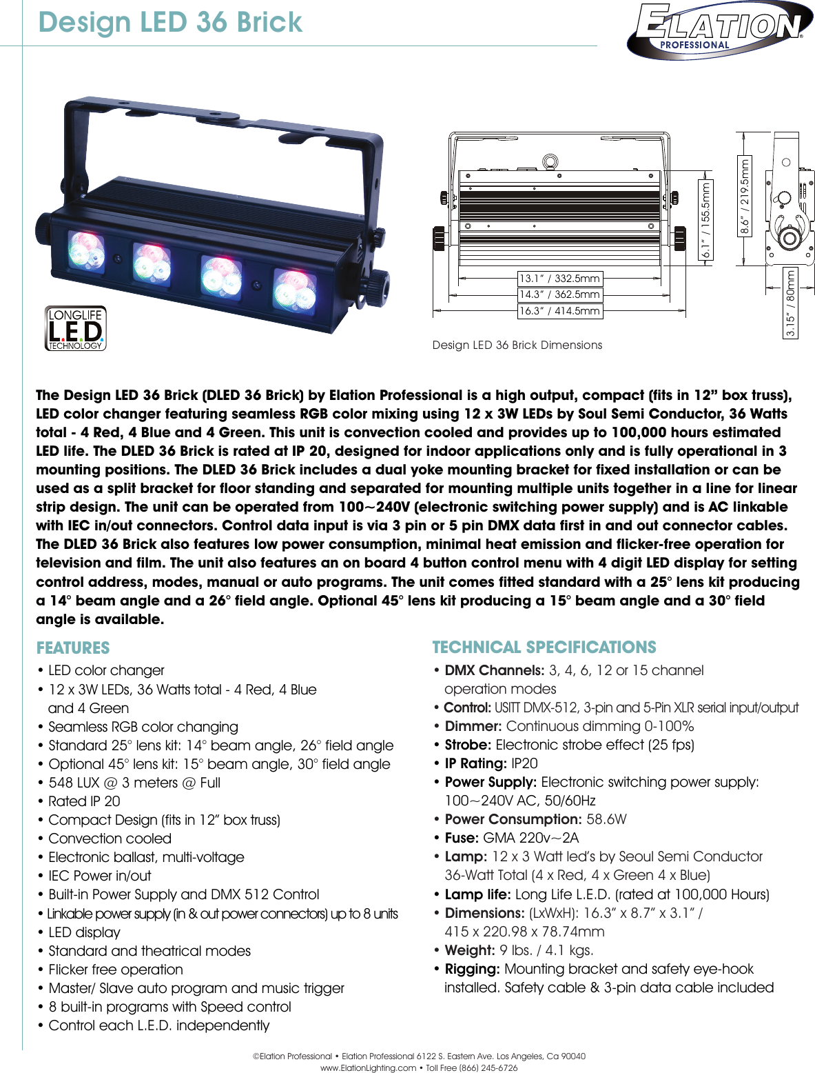 Page 1 of 3 - Dled-36-Brick-Cutsheet Dled-36-brick User Manual