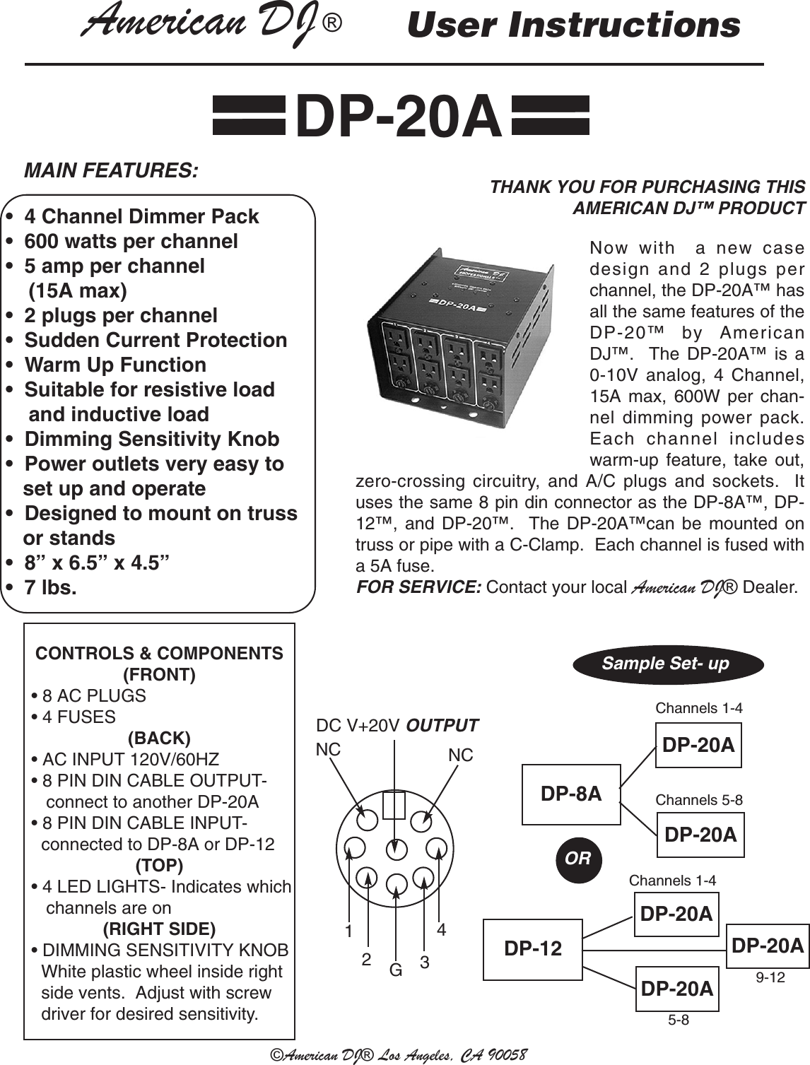 Page 1 of 1 - Dp20A1 DP-20A INSTRUCTIONS User Manual