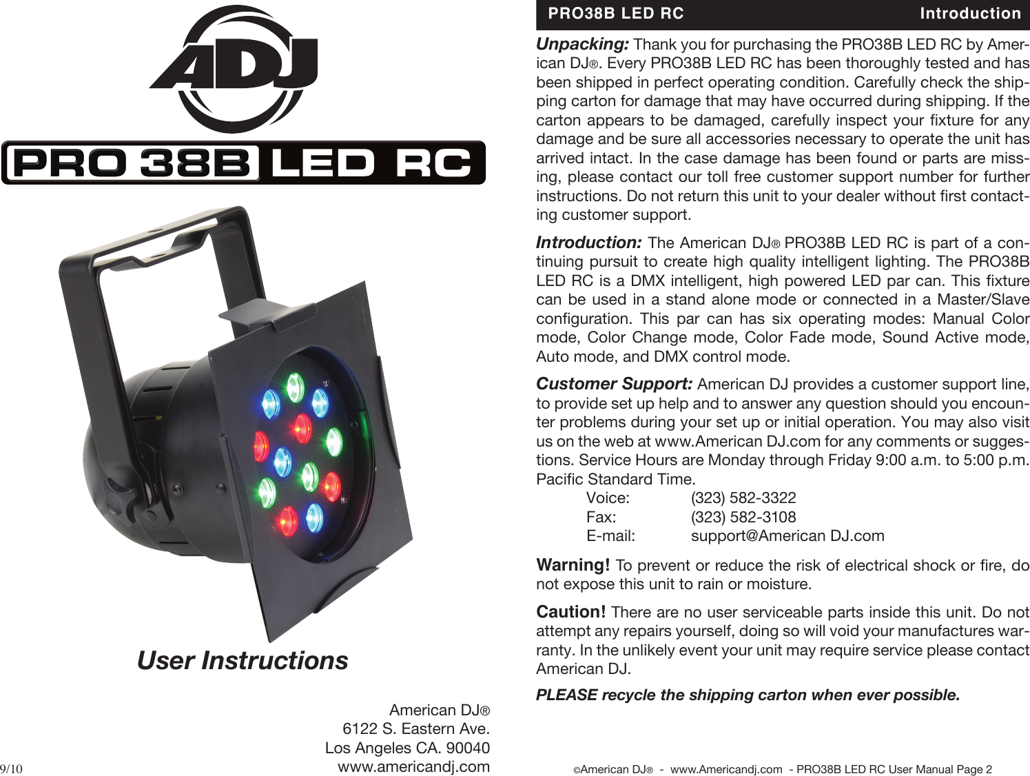 Page 1 of 10 - Pro38B Led Rc Cdb Pro38b_led_rc User Manual