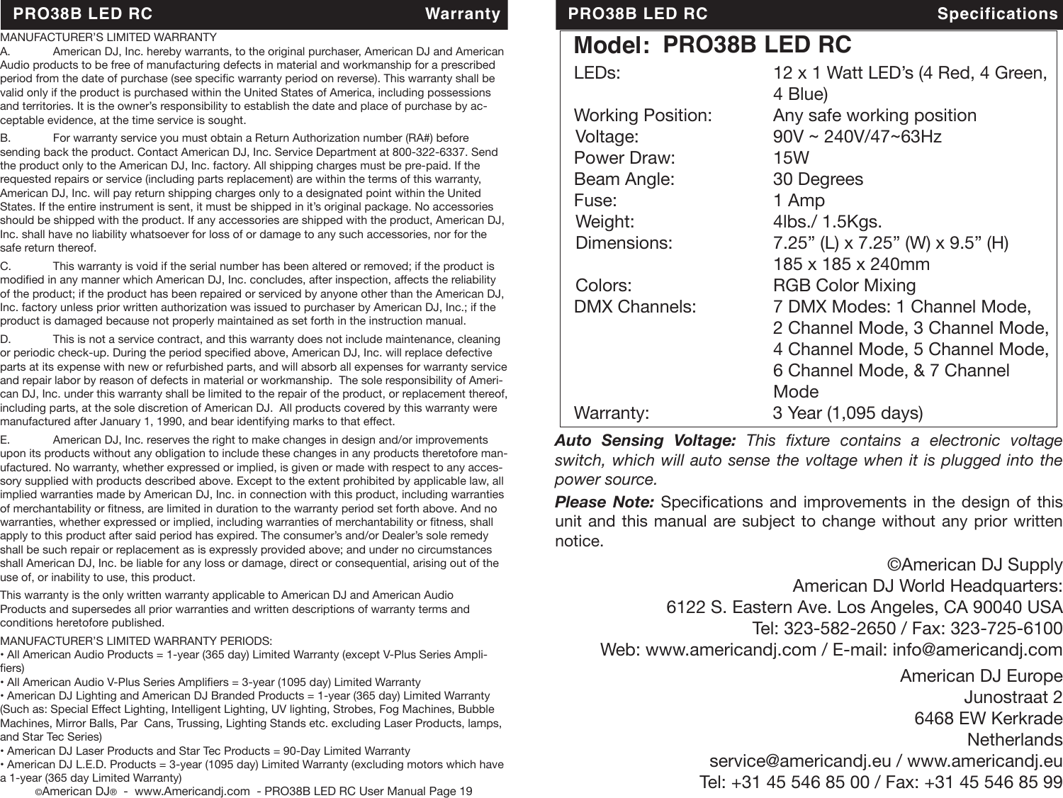 Page 10 of 10 - Pro38B Led Rc Cdb Pro38b_led_rc User Manual