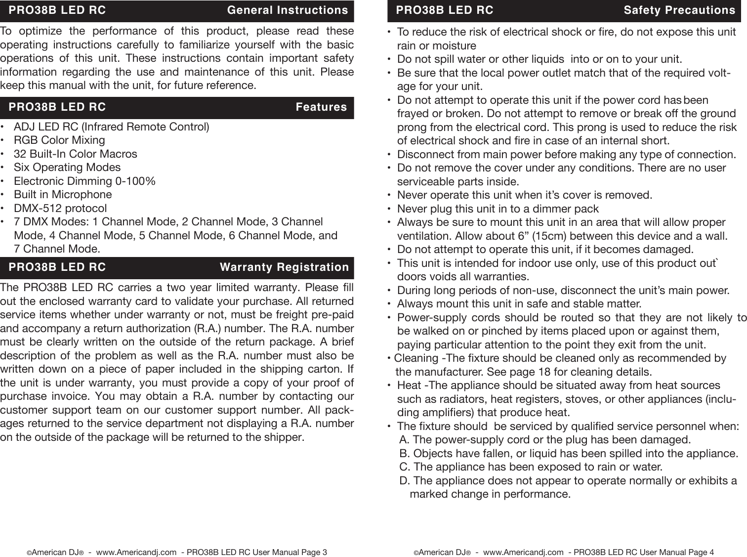 Page 2 of 10 - Pro38B Led Rc Cdb Pro38b_led_rc User Manual