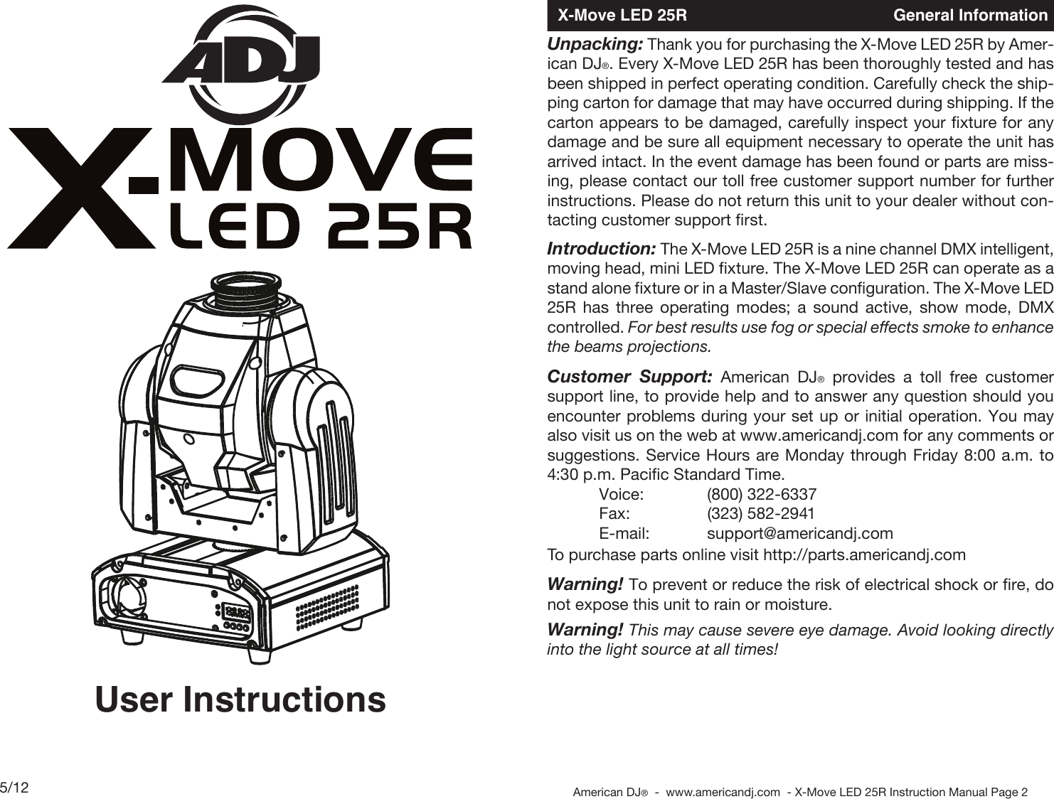 Page 1 of 12 - X Move Led 25R Cdb X_move_led_25r User Manual