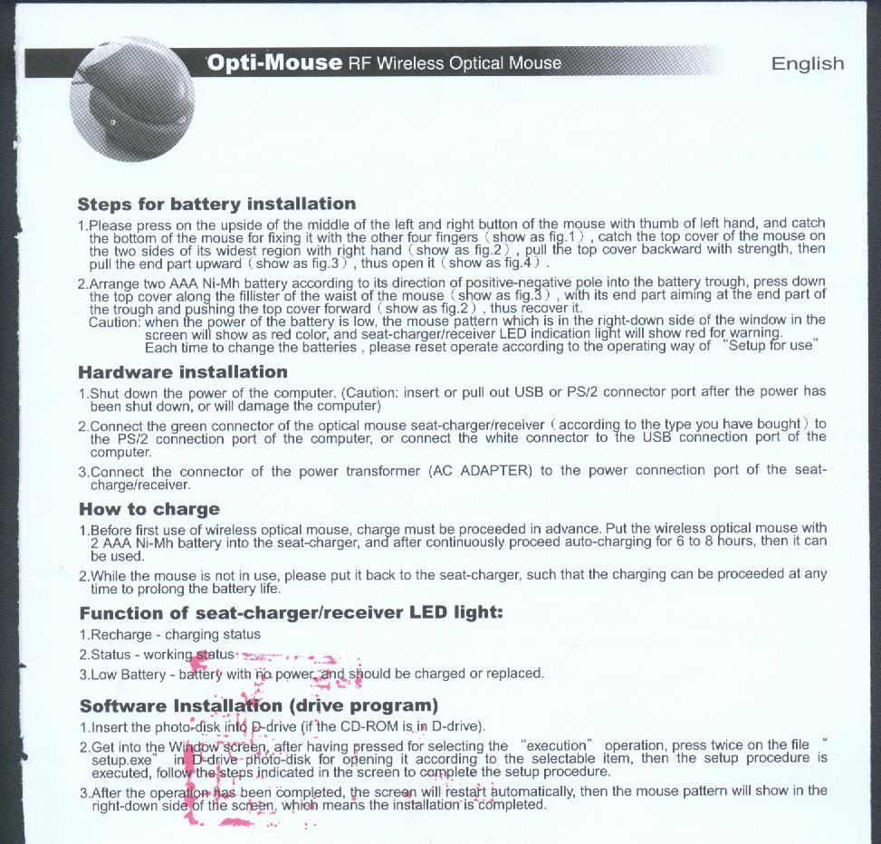 RF Wireless Mouse User Manual