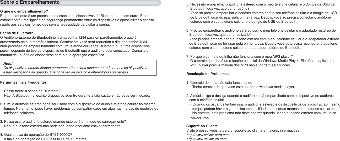 Page 21 of Cellink 4710874203747 Bluetooth Stereo Audio Dongle User Manual partII