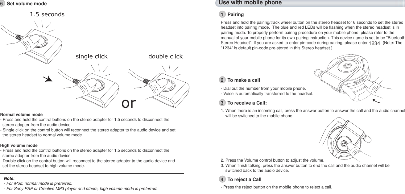 Page 4 of Cellink 4710874203754 Bluetooth Stereo Headset User Manual 