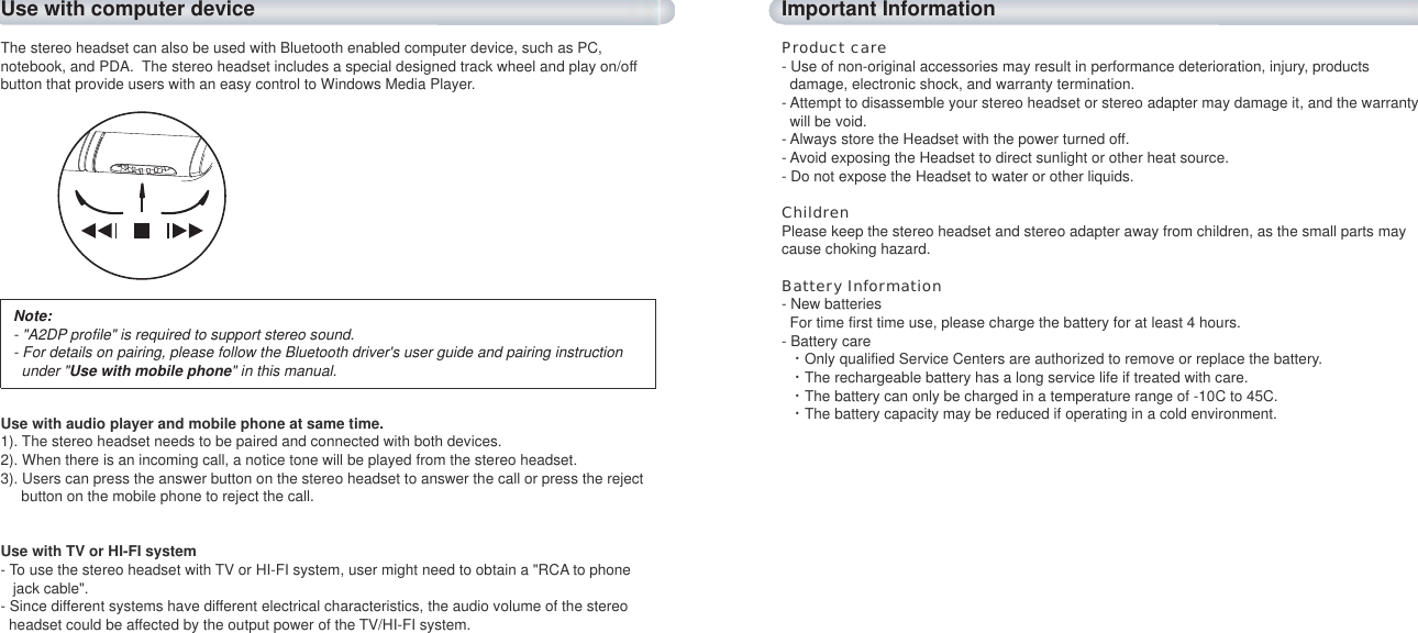 Page 5 of Cellink 4710874203754 Bluetooth Stereo Headset User Manual 