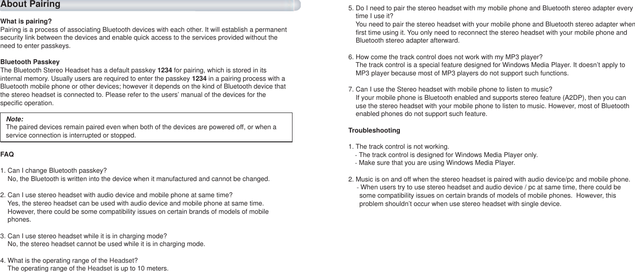 Page 6 of Cellink 4710874203754 Bluetooth Stereo Headset User Manual 