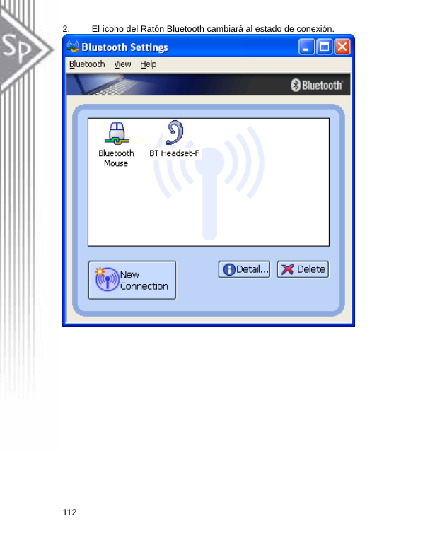 2.  El ícono del Ratón Bluetooth cambiará al estado de conexión.  112  