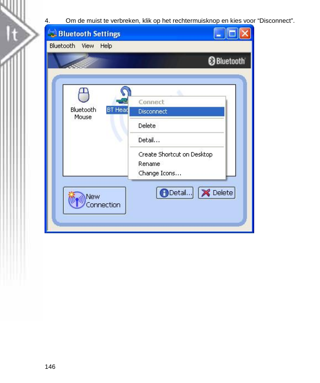 4.  Om de muist te verbreken, klik op het rechtermuisknop en kies voor “Disconnect”.  146  