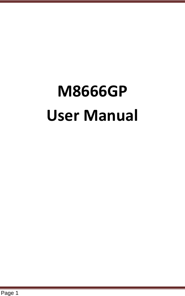   Page 1       M8666GP User Manual            