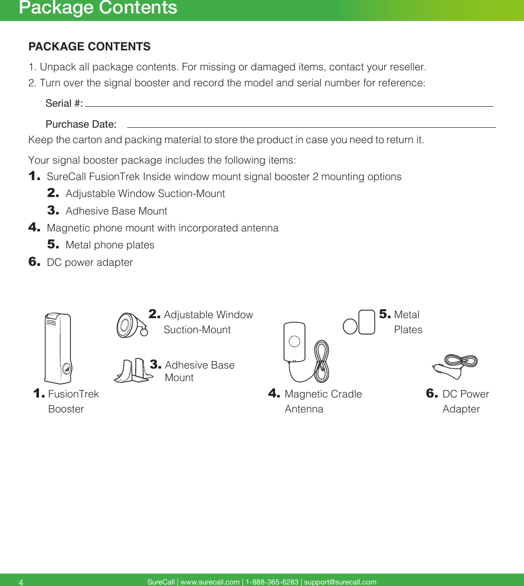 Page 4 of Cellphone Mate SureCall F-TREK 5 Band Mobile Cellular Booster User Manual