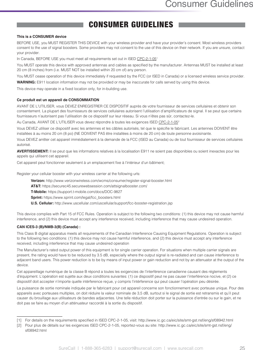 Page 25 of Cellphone Mate SureCall FUSION5S-X20 5 Band Cellular in Building Booster User Manual