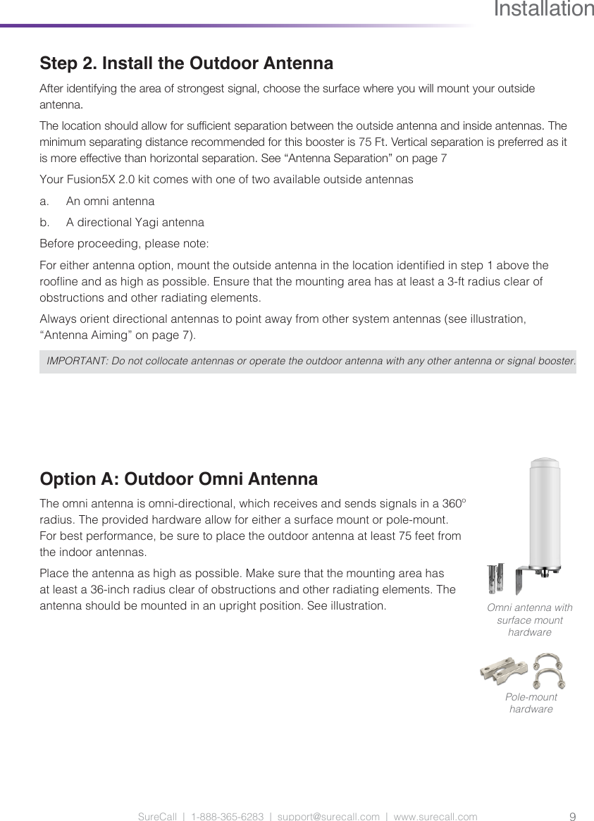 Page 9 of Cellphone Mate SureCall FUSION5S-X20 5 Band Cellular in Building Booster User Manual