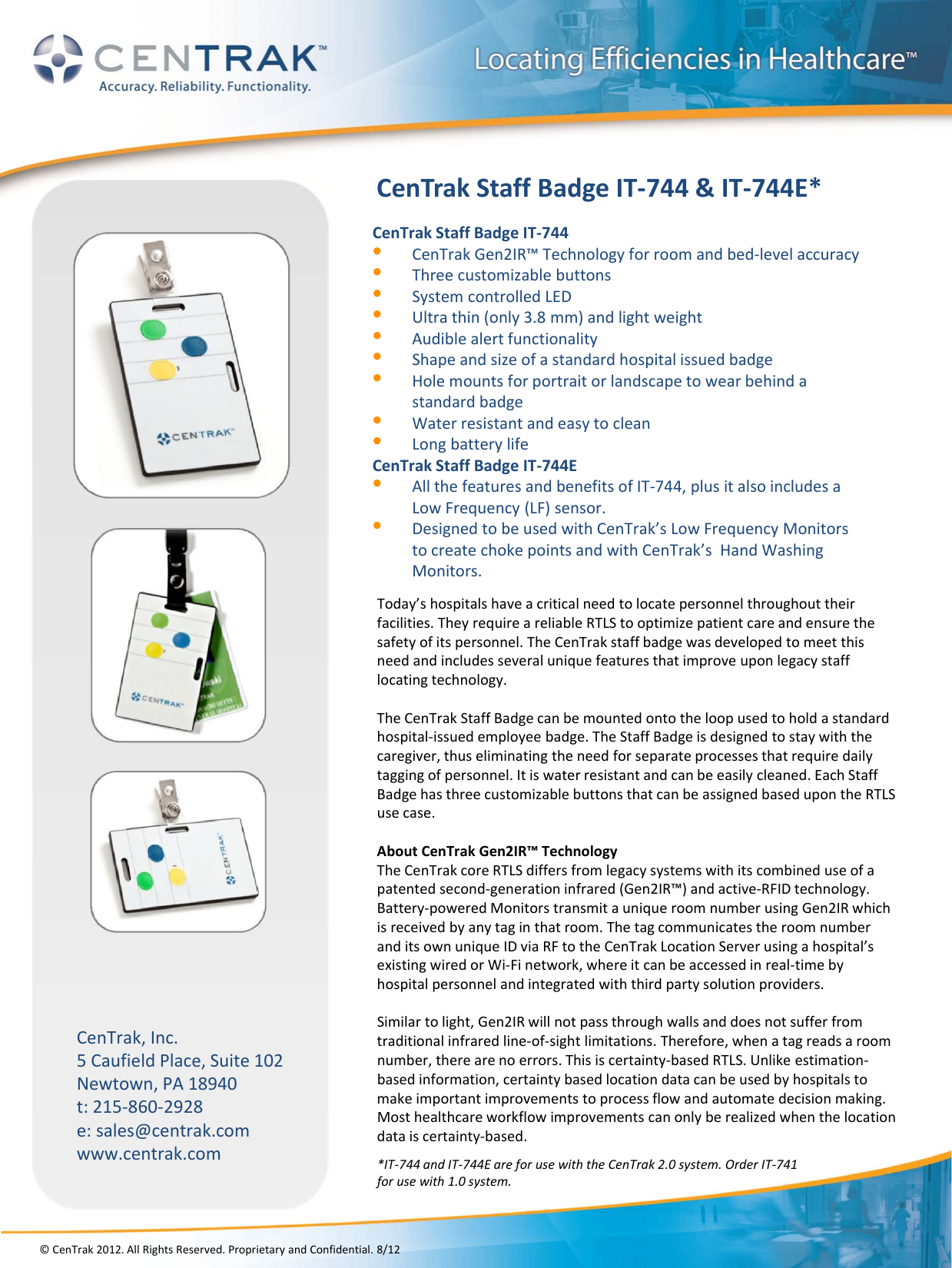 Centrak IT744E STAFF BADGE IT-744E User Manual