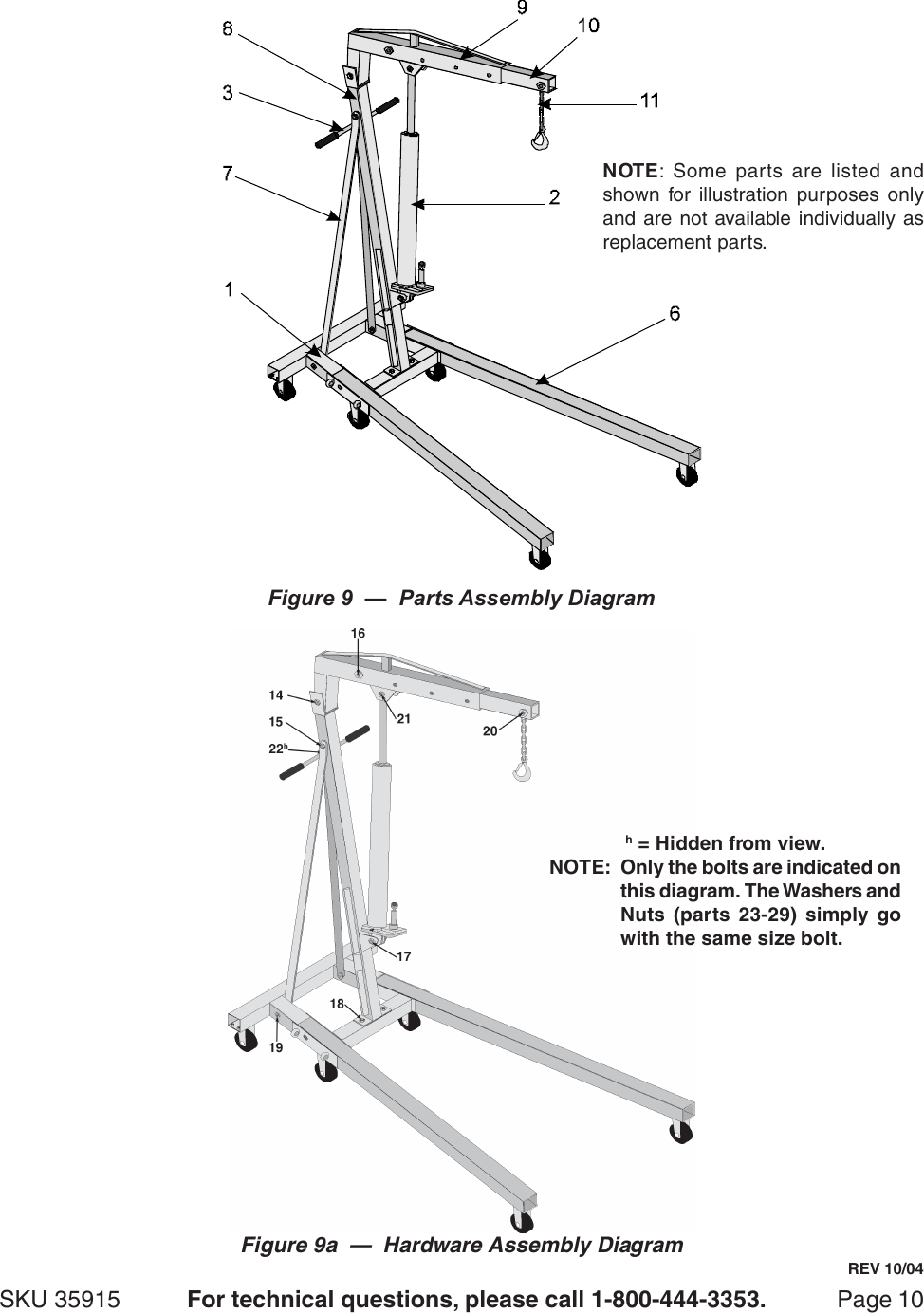 Page 10 of 11 - Central-Hydraulics Central-Hydraulics-2-Ton-Foldable-Shop-Crane-35915-Users-Manual- 35915 Jack Manual  Central-hydraulics-2-ton-foldable-shop-crane-35915-users-manual