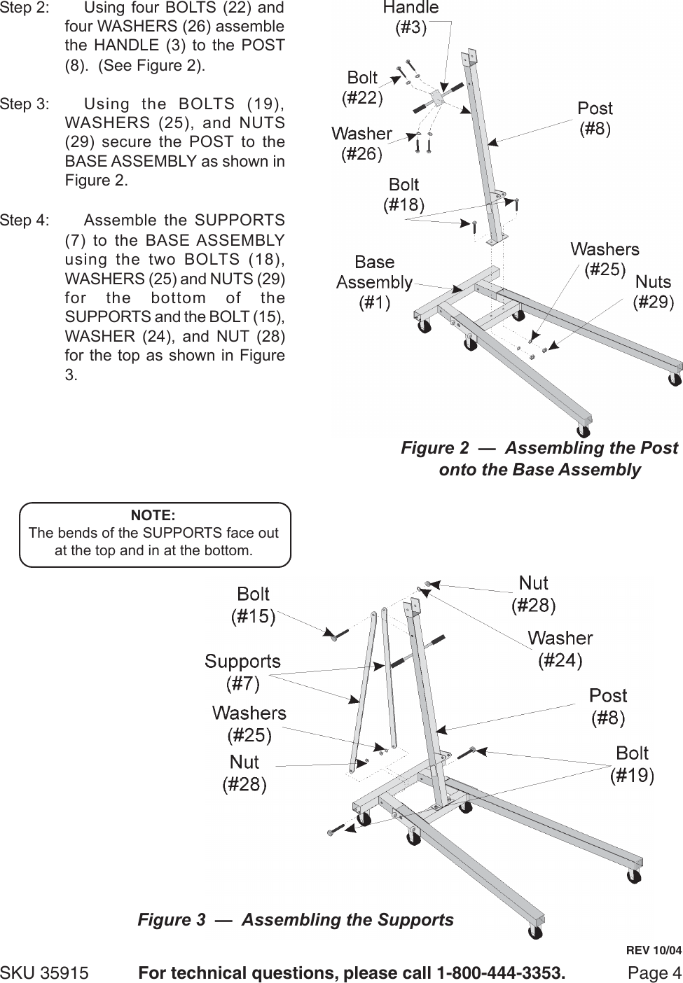 Page 4 of 11 - Central-Hydraulics Central-Hydraulics-2-Ton-Foldable-Shop-Crane-35915-Users-Manual- 35915 Jack Manual  Central-hydraulics-2-ton-foldable-shop-crane-35915-users-manual