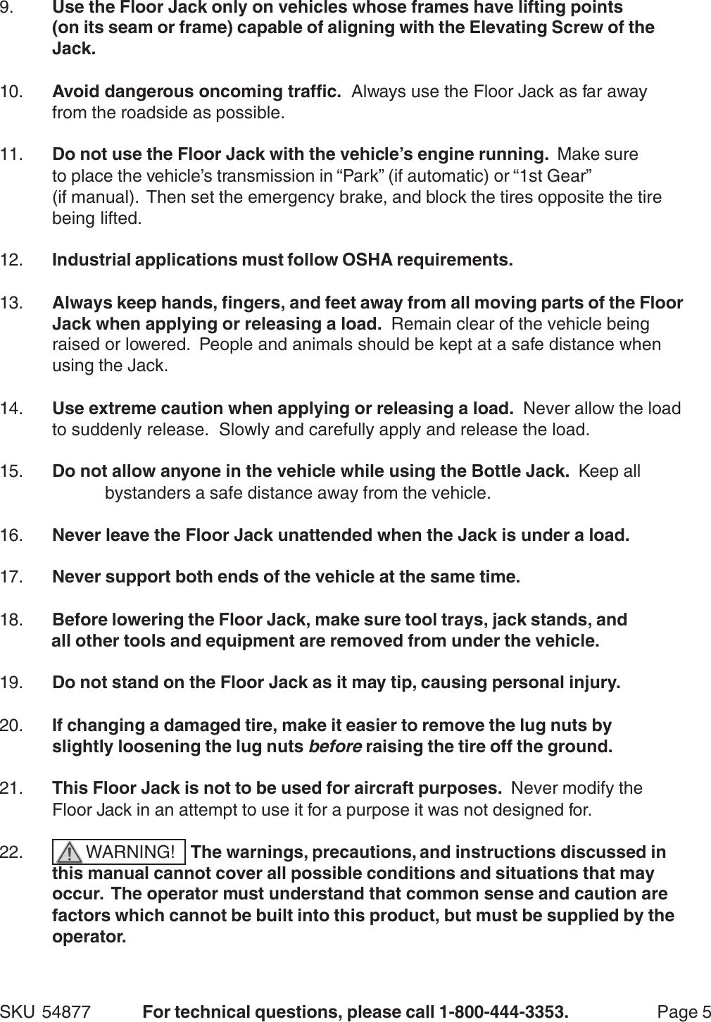 Page 5 of 11 - Central-Hydraulics Central-Hydraulics-54877-Users-Manual- 34271 Floor Jack  Central-hydraulics-54877-users-manual