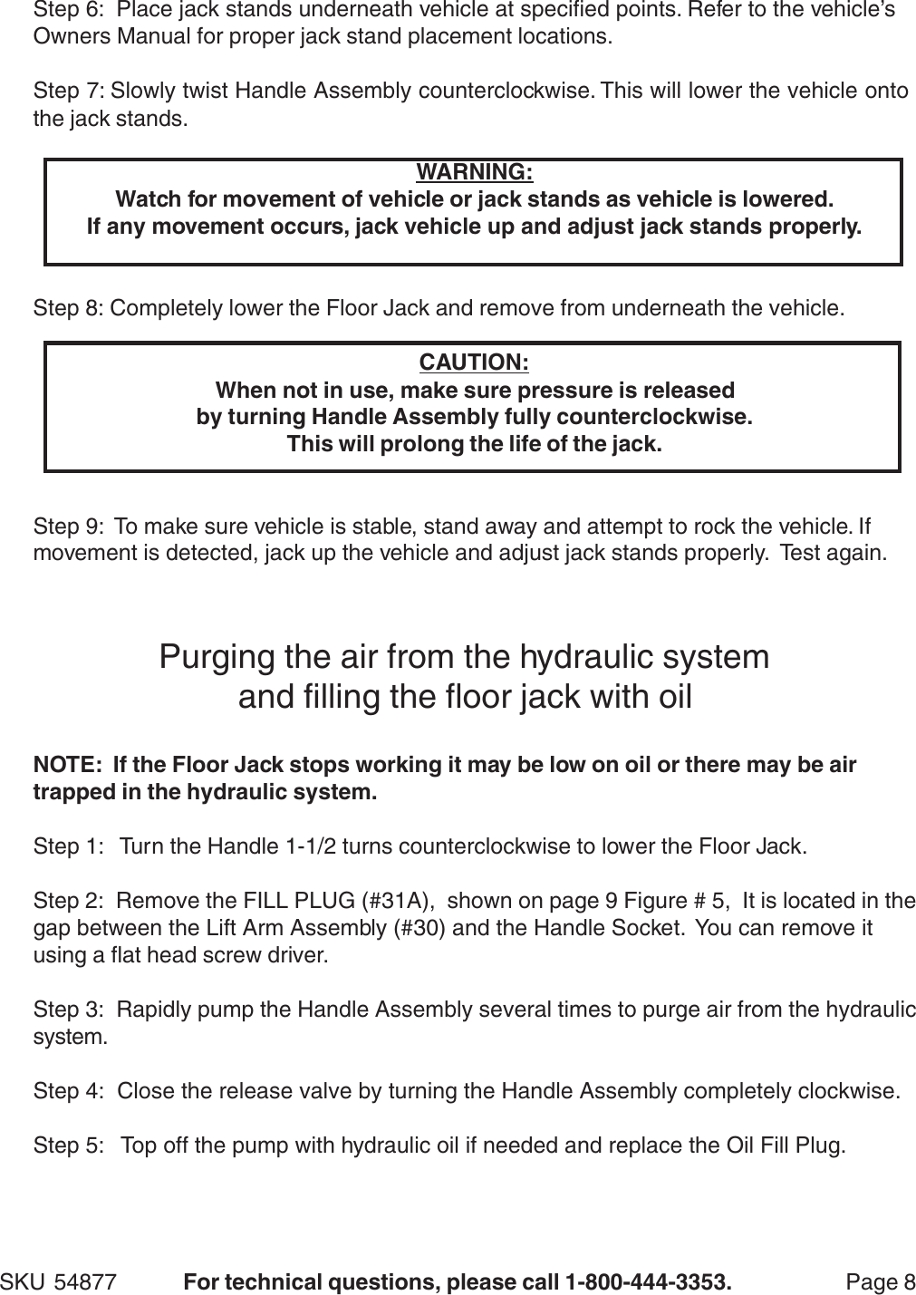 Page 8 of 11 - Central-Hydraulics Central-Hydraulics-54877-Users-Manual- 34271 Floor Jack  Central-hydraulics-54877-users-manual