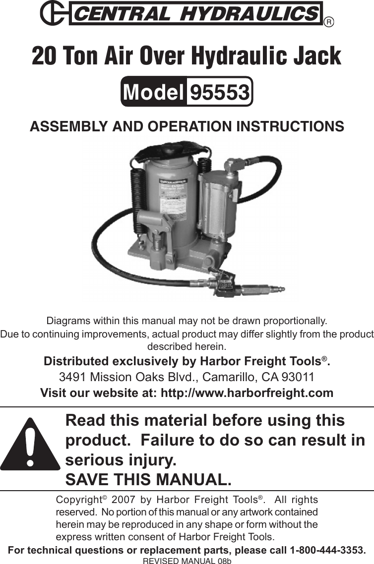 Central Hydraulics 95553 Users Manual