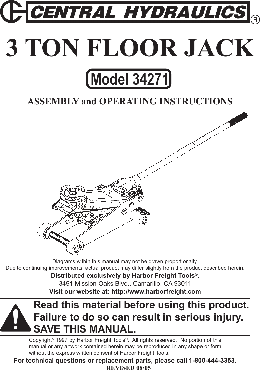 Central Hydraulics Automobile Accessories 34271 Users Manual