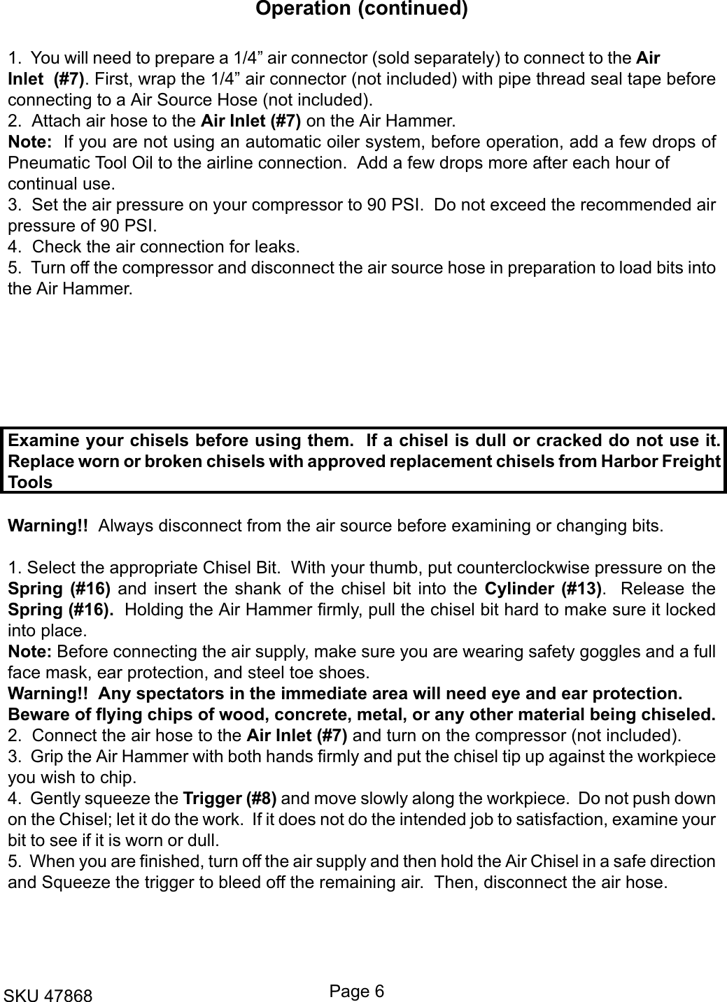 Page 6 of 8 - Central-Pneumatic Central-Pneumatic-47868-Users-Manual- 47868.p65  Central-pneumatic-47868-users-manual