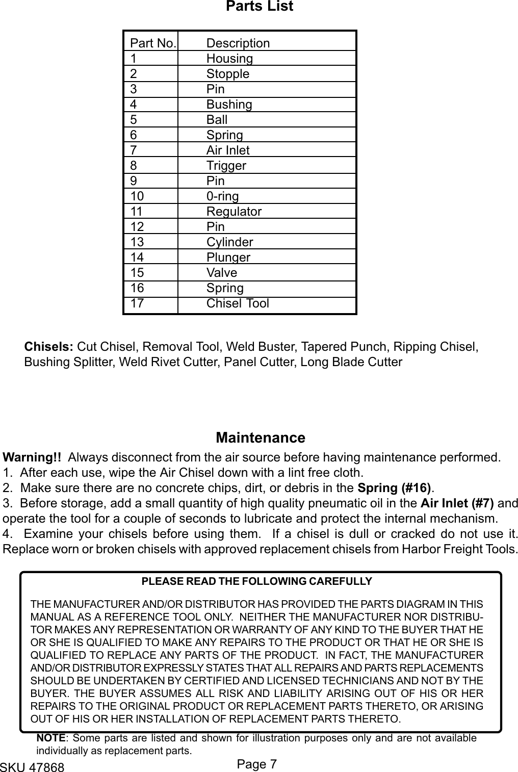 Page 7 of 8 - Central-Pneumatic Central-Pneumatic-47868-Users-Manual- 47868.p65  Central-pneumatic-47868-users-manual