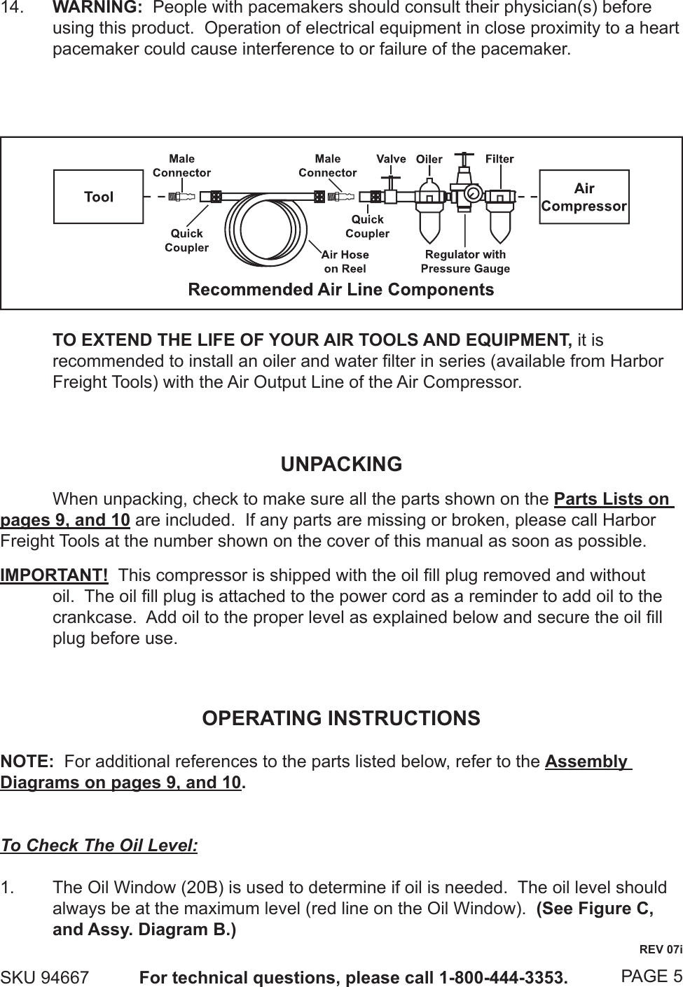 Page 5 of 11 - Central-Pneumatic Central-Pneumatic-Air-Compressor-94667-Users-Manual-  Central-pneumatic-air-compressor-94667-users-manual