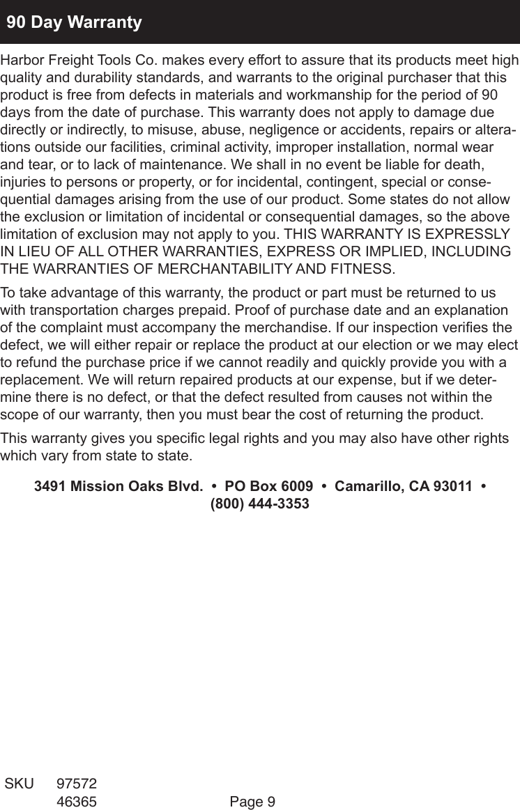 Page 9 of 9 - Central-Pneumatic Central-Pneumatic-Crown-46365-Users-Manual-  Central-pneumatic-crown-46365-users-manual