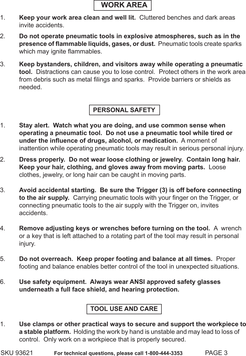 Page 3 of 10 - Central-Pneumatic Central-Pneumatic-Grinder-93621-Users-Manual-  Central-pneumatic-grinder-93621-users-manual