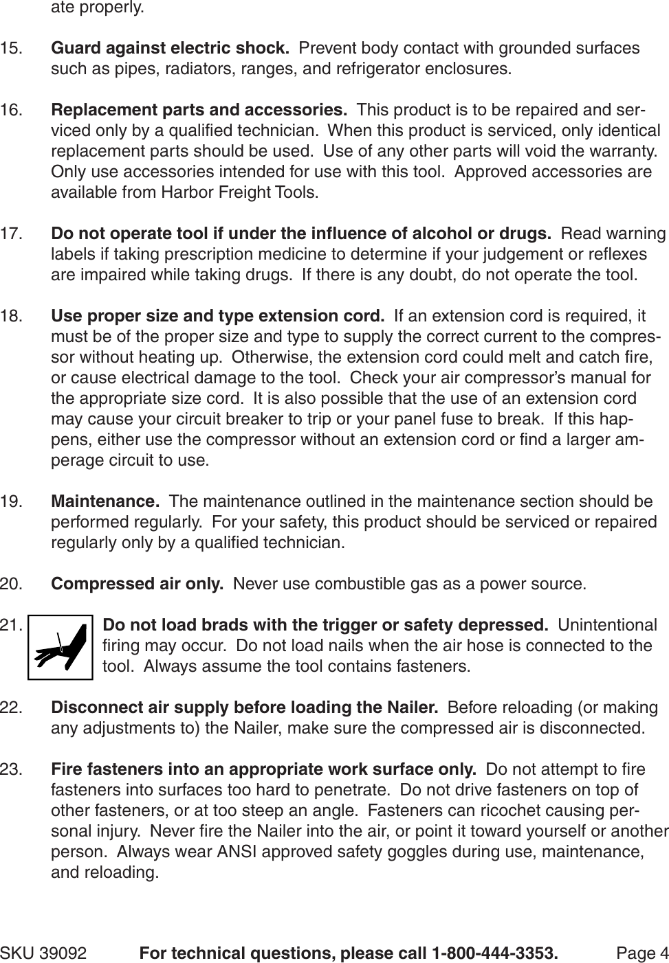 Page 4 of 12 - Central-Pneumatic Central-Pneumatic-Nail-Gun-39092-Users-Manual- 39092 Manual  Central-pneumatic-nail-gun-39092-users-manual